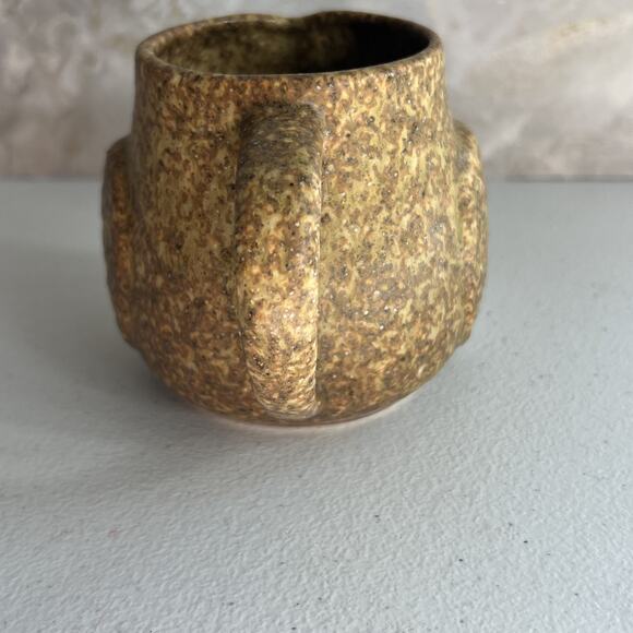 Studio Art Pottery Mug Owl Brown Speckled Hand Painted Matte Unmarked - Picture 3 of 11